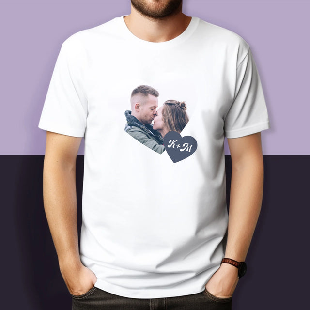 Fotokoláž: Iniciály Srdce - Tričká Pre Pár