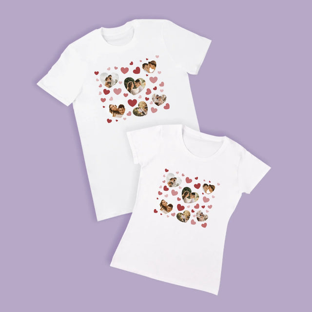 Fotokoláž: Srdce Fotografie - Tričká Pre Pár