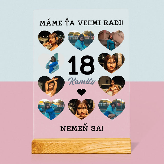 Fotokoláž: 18 Srdcia - Tlač Na Akrylové Sklo