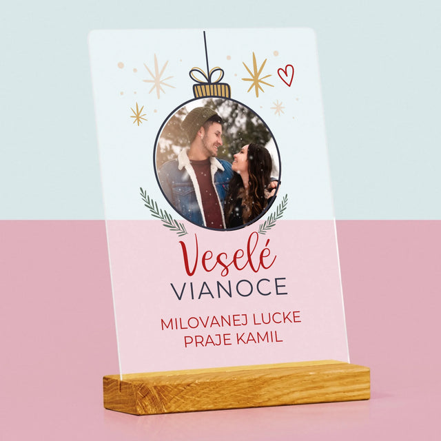 Fotografia A Podpis: Veselé Vianoce Guľa - Tlač Na Akrylové Sklo