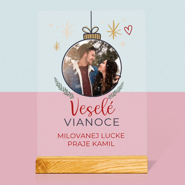 Fotografia A Podpis: Veselé Vianoce Guľa - Tlač Na Akrylové Sklo