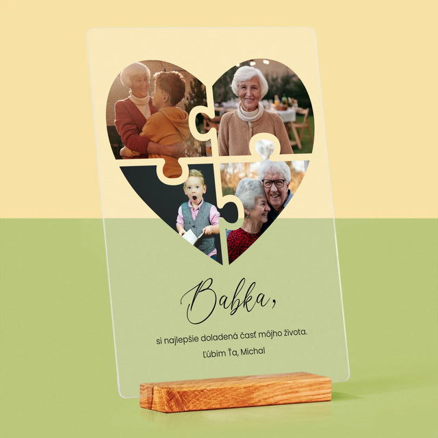 Fotokoláž: Puzzle Srdce Pre Babku - Tlač Na Akrylové Sklo