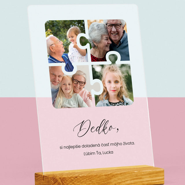 Fotokoláž: Puzzle Fotografie Pre Dedka - Tlač Na Akrylové Sklo