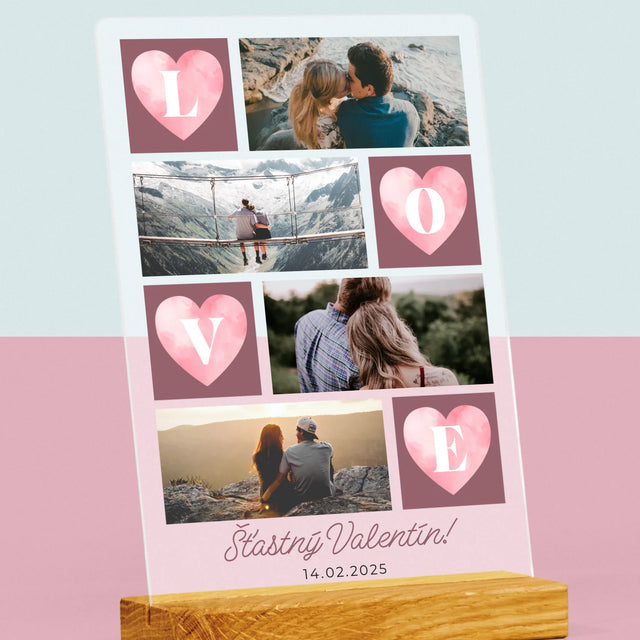 Fotokoláž: Srdiečka Love - Tlač Na Akrylové Sklo