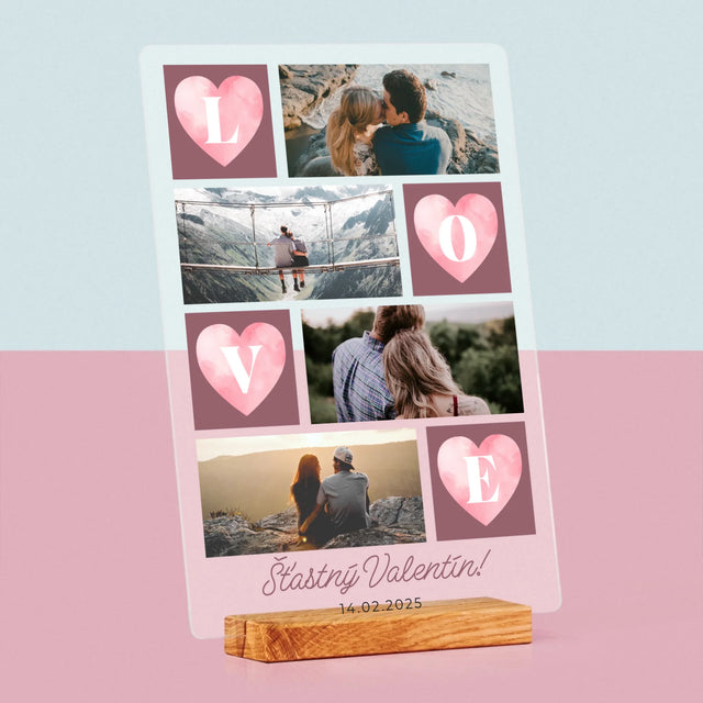 Fotokoláž: Srdiečka Love - Tlač Na Akrylové Sklo