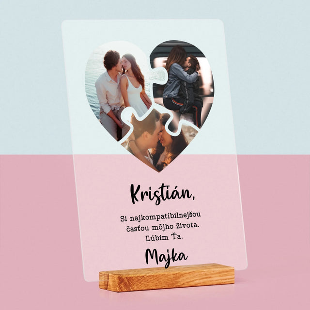 Fotokoláž: Valentínske Puzzle - Tlač Na Akrylové Sklo