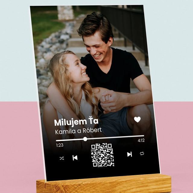Fotografia A Podpis: Vaša Pesnička Qr Kód - Tlač Na Akrylové Sklo