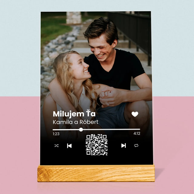 Fotografia A Podpis: Vaša Pesnička Qr Kód - Tlač Na Akrylové Sklo