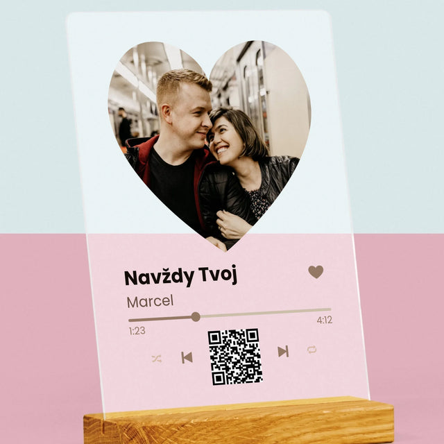Fotografia A Podpis: Naša Pesnička Srdce Qr Kód - Tlač Na Akrylové Sklo