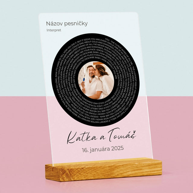 Fotografia A Podpis: Text Pesničky S Tvojou Fotografiou - Tlač Na Akrylové Sklo