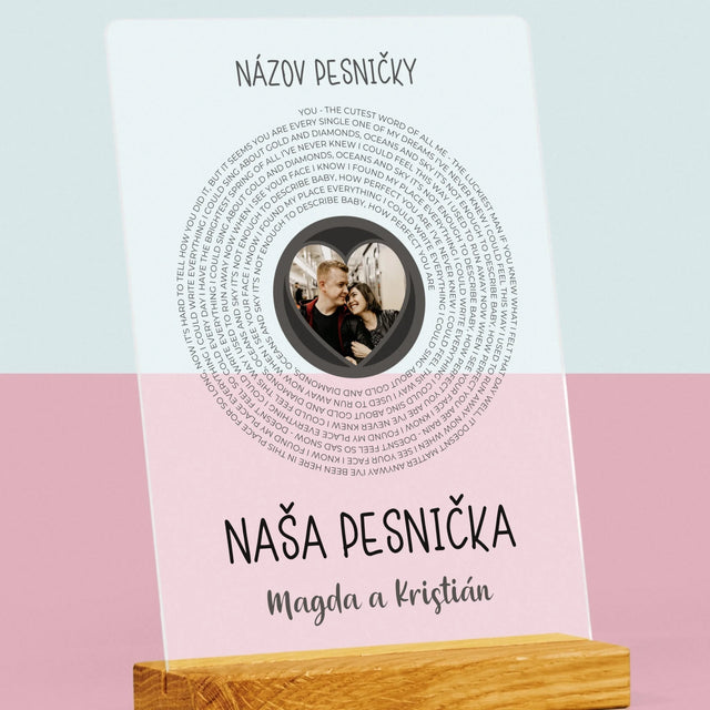 Fotografia A Podpis: Naša Pesnička S Textom - Tlač Na Akrylové Sklo
