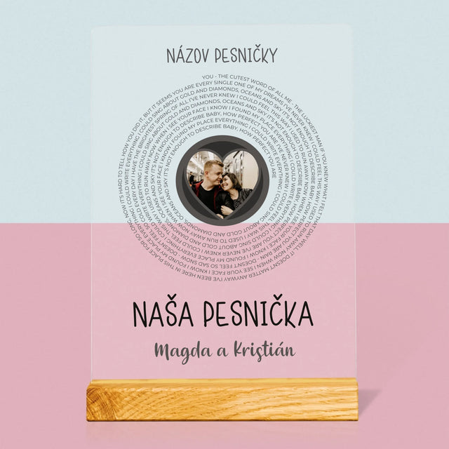 Fotografia A Podpis: Naša Pesnička S Textom - Tlač Na Akrylové Sklo