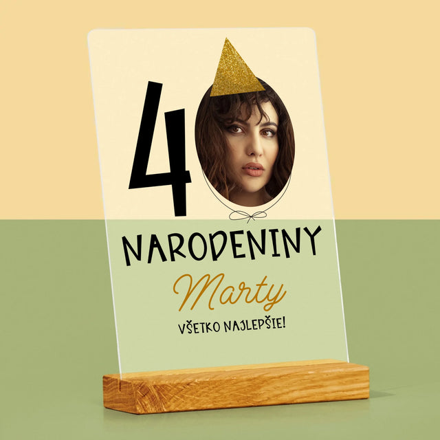 Fotografia A Podpis: 40. Narodeniny Čiapka - Tlač Na Akrylové Sklo