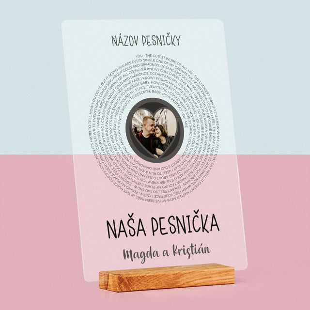 Fotografia A Podpis: Naša Pesnička S Textom - Tlač Na Akrylové Sklo