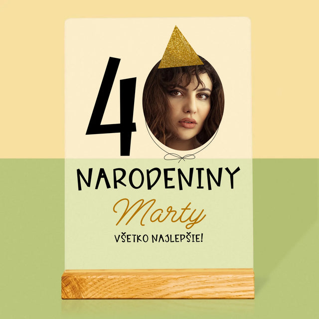 Fotografia A Podpis: 40. Narodeniny Čiapka - Tlač Na Akrylové Sklo