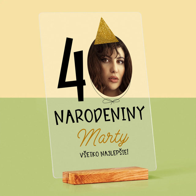 Fotografia A Podpis: 40. Narodeniny Čiapka - Tlač Na Akrylové Sklo