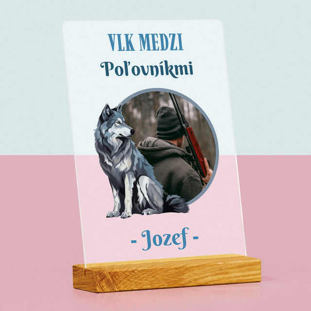 Fotografia A Podpis: Vlk Medzi Poľovníkmi - Tlač Na Akrylové Sklo