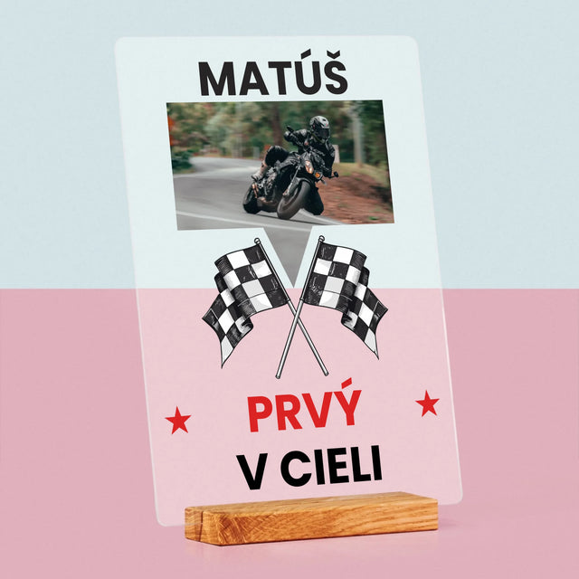 Fotografia A Podpis: Prvý V Cieli - Tlač Na Akrylové Sklo