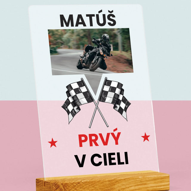 Fotografia A Podpis: Prvý V Cieli - Tlač Na Akrylové Sklo