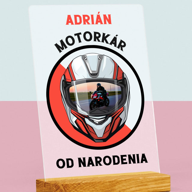 Fotografia A Podpis: Motorkár Od Narodenia - Tlač Na Akrylové Sklo