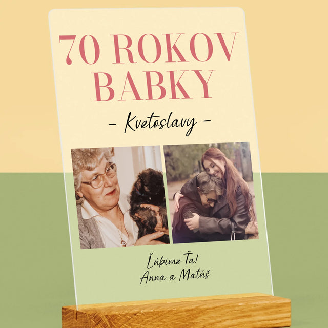 Fotokoláž: 70 Rokov Babky - Tlač Na Akrylové Sklo