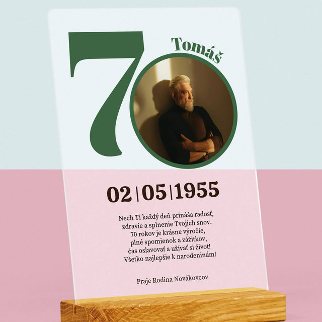 Fotografia A Podpis: 70. Narodeniny Venovanie - Tlač Na Akrylové Sklo