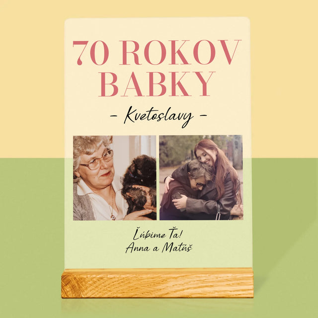 Fotokoláž: 70 Rokov Babky - Tlač Na Akrylové Sklo