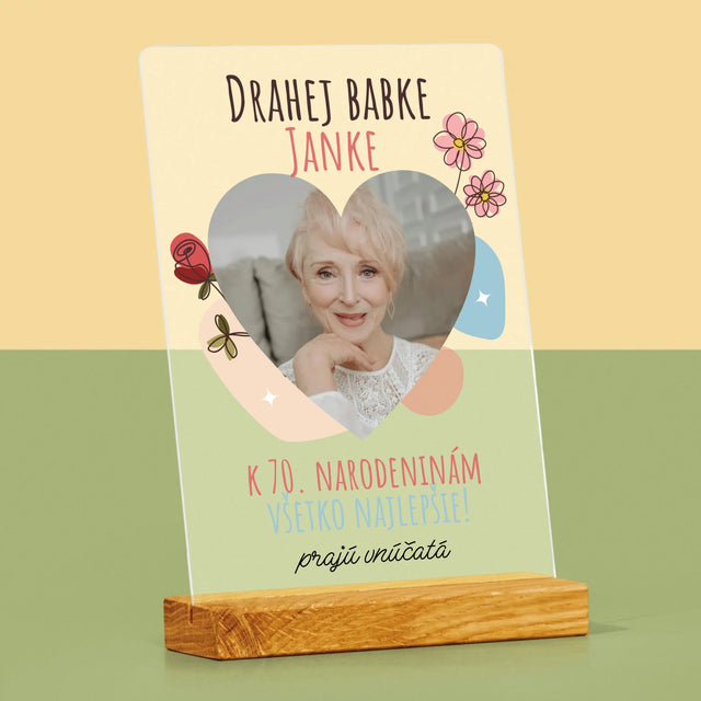 Fotografia A Podpis: Drahej Babke K Narodeninám - Tlač Na Akrylové Sklo