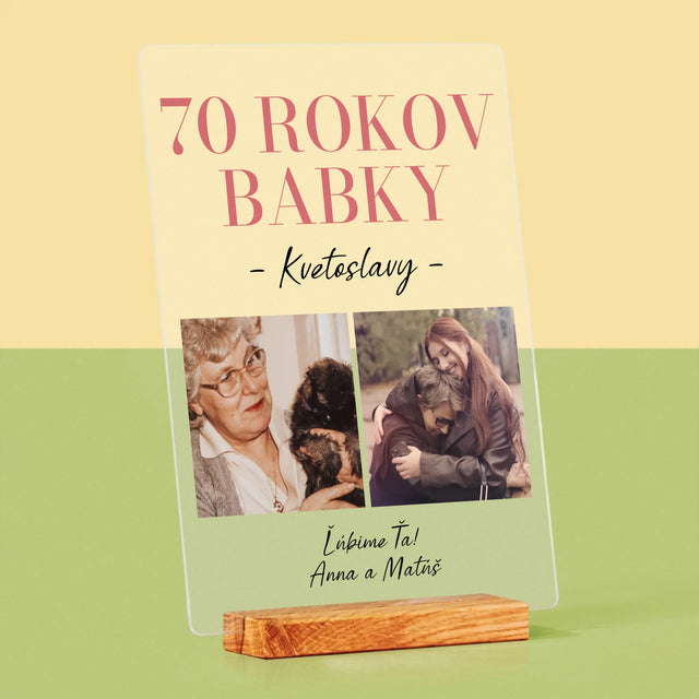 Fotokoláž: 70 Rokov Babky - Tlač Na Akrylové Sklo