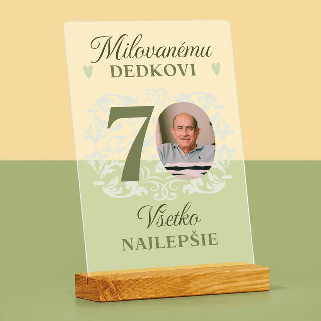 Fotografia A Podpis: Milovanému Dedkovi, Všetko Najlepšie - Tlač Na Akrylové Sklo