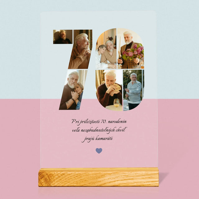 Tvar Z Fotografií: 70. Narodeniny Venovanie - Tlač Na Akrylové Sklo