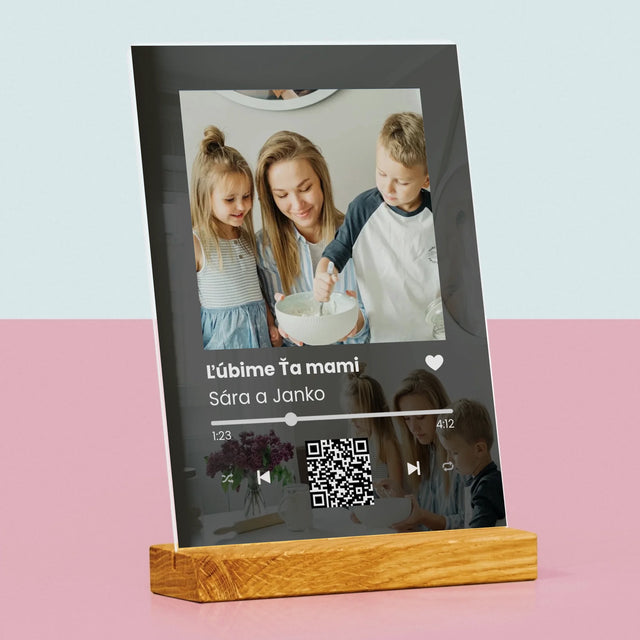 Fotografia A Podpis: Spotify S Qr Kódom Pre Mamu - Tlač Na Akrylové Sklo