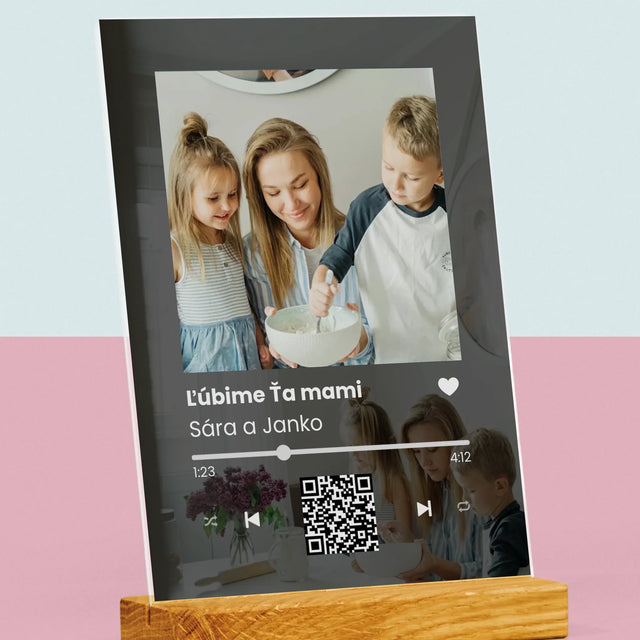 Fotografia A Podpis: Spotify S Qr Kódom Pre Mamu - Tlač Na Akrylové Sklo