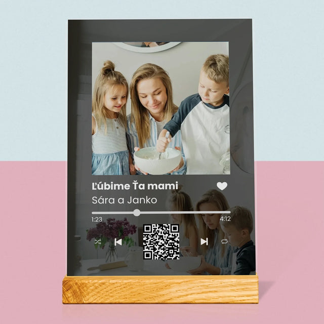 Fotografia A Podpis: Spotify S Qr Kódom Pre Mamu - Tlač Na Akrylové Sklo