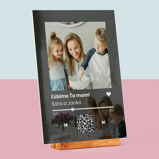 Fotografia A Podpis: Spotify S Qr Kódom Pre Mamu - Tlač Na Akrylové Sklo