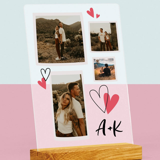 Fotokoláž: Srdiečka Iniciály - Tlač Na Akrylové Sklo