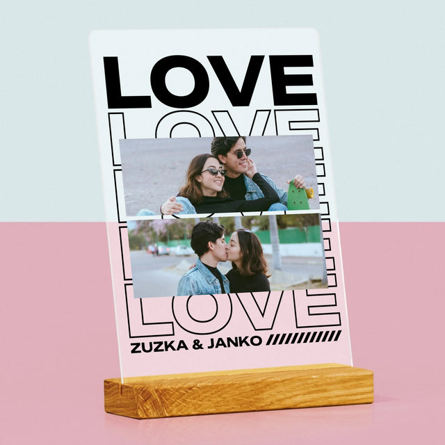 Fotokoláž: S Nápisom Love - Tlač Na Akrylové Sklo