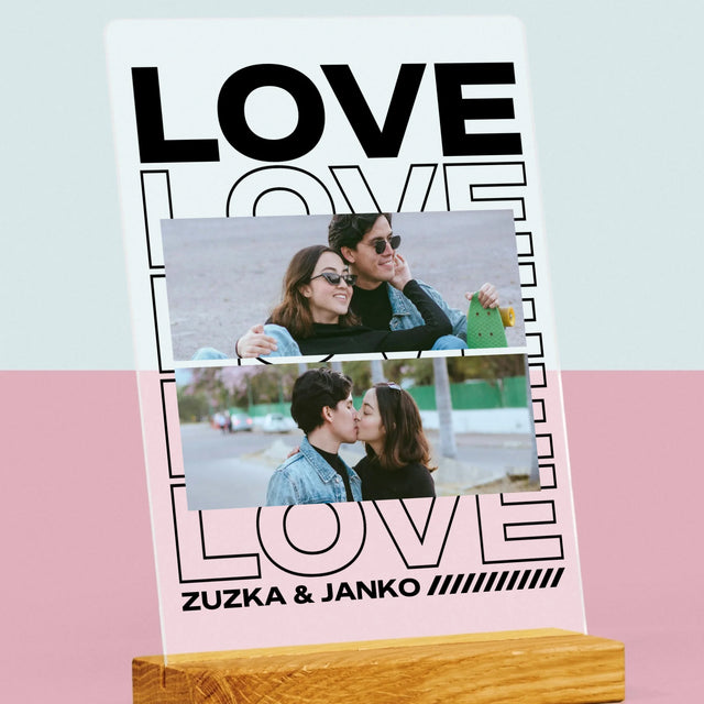 Fotokoláž: S Nápisom Love - Tlač Na Akrylové Sklo