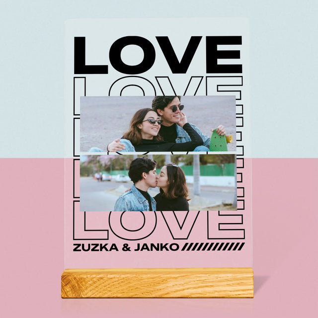 Fotokoláž: S Nápisom Love - Tlač Na Akrylové Sklo