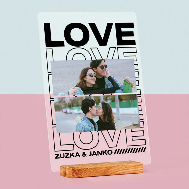 Fotokoláž: S Nápisom Love - Tlač Na Akrylové Sklo