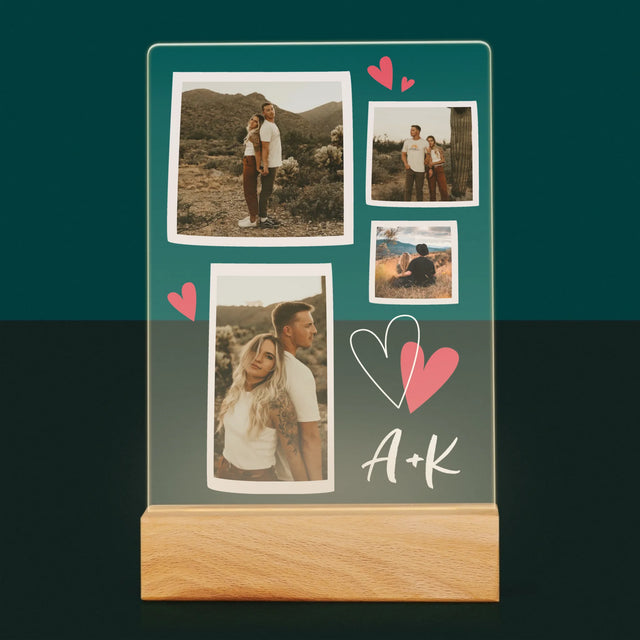 Fotokoláž: Srdiečka Iniciály - Tlač Na Akrylové Sklo