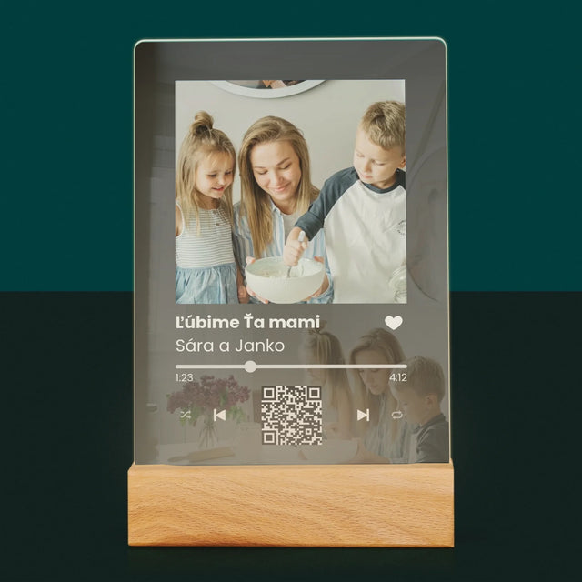 Fotografia A Podpis: Spotify S Qr Kódom Pre Mamu - Tlač Na Akrylové Sklo