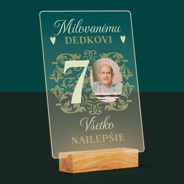 Fotografia A Podpis: Milovanému Dedkovi, Všetko Najlepšie - Tlač Na Akrylové Sklo