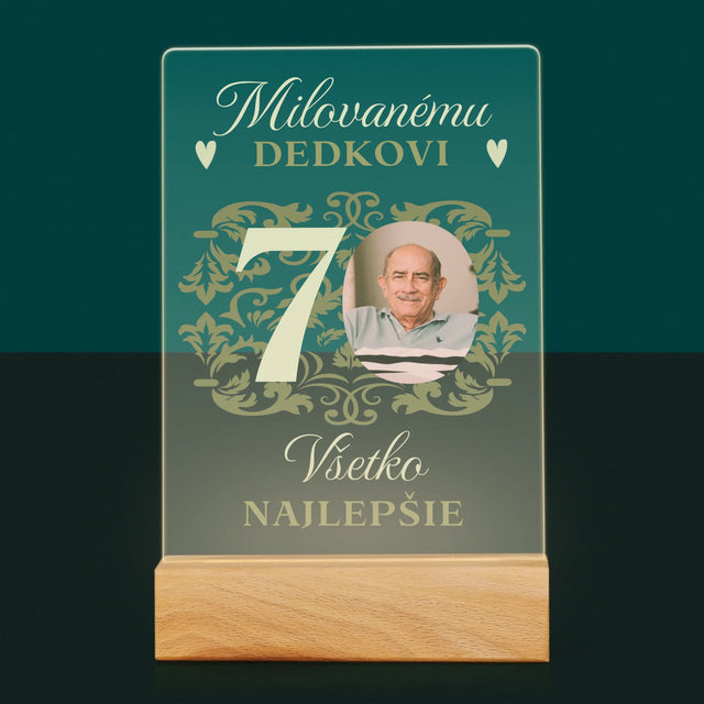 Fotografia A Podpis: Milovanému Dedkovi, Všetko Najlepšie - Tlač Na Akrylové Sklo