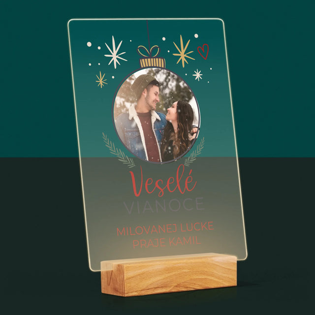 Fotografia A Podpis: Veselé Vianoce Guľa - Tlač Na Akrylové Sklo