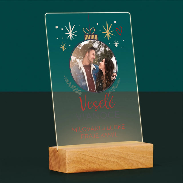 Fotografia A Podpis: Veselé Vianoce Guľa - Tlač Na Akrylové Sklo