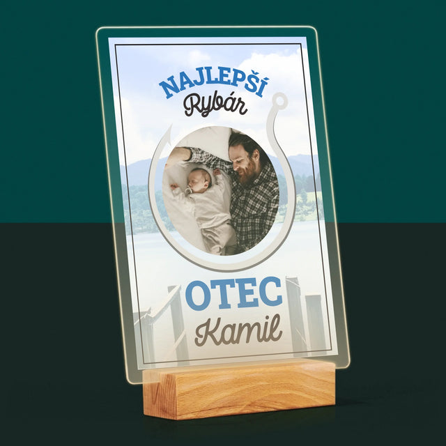 Fotografia A Podpis: Najlepší Rybár Otec - Tlač Na Akrylové Sklo