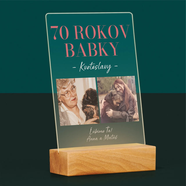Fotokoláž: 70 Rokov Babky - Tlač Na Akrylové Sklo