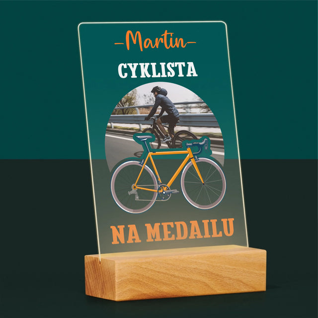Fotografia A Podpis: Cyklista Na Medailu - Tlač Na Akrylové Sklo