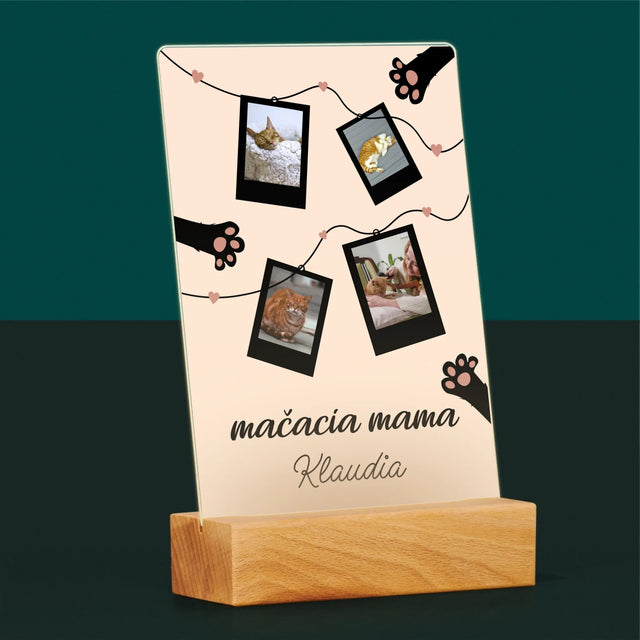 Fotokoláž: Mačacia Mama Polaroidy - Tlač Na Akrylové Sklo